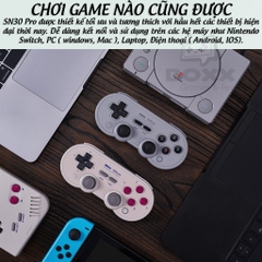 Tay cầm chơi game bluetooth 8Bitdo SN30 Pro Classic cho Nintendo Switch, Windows, Điện thoại