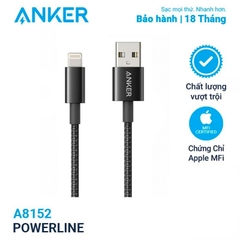 Dây Cáp Sạc IP, Type C Anker PowerLine+ II 0.9m Model : A8163, A8432 - Dùng cho IP, Tablet, Samsung