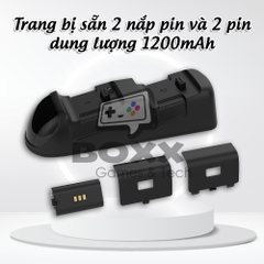 Dock sạc đôi cho tay cầm xbox one s, xbox series x kèm 2 pin sạc chính hãng Dobe