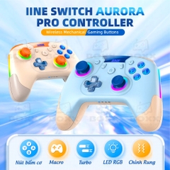 Tay cầm chơi game IINE Aurora Wireless nút bấm cơ cho Nintendo Switch