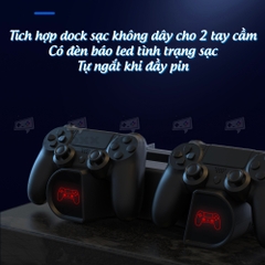 Đế tản nhiệt cho máy PS4 Slim/Pro kèm dock sạc tay cầm, đế đứng làm mát cho máy PS4