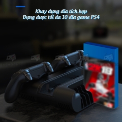 Đế tản nhiệt cho máy PS4 Slim/Pro kèm dock sạc tay cầm, đế đứng làm mát cho máy PS4