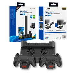 Đế tản nhiệt cho máy PS4 Slim/Pro kèm dock sạc tay cầm, đế đứng làm mát cho máy PS4