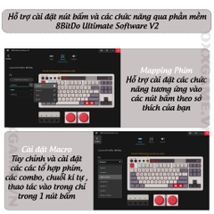 Bàn Phím Cơ 8BitDo Retro Mechanical Keyboard có Bluetooth/2.4G/USB-C, Hot Swap, Aluminum Plate