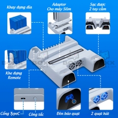 Đế tản nhiệt cho máy PS5 kèm dock sạc tay cầm, đế đứng làm mát cho máy PS5