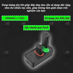 Pin sạc cho tay cầm Xbox One S, Xbox Series X bộ 2 viên pin 800mAh kèm dock sạc chính hãng Dobe
