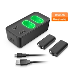 Pin sạc cho tay cầm Xbox One S, Xbox Series X bộ 2 viên pin 800mAh kèm dock sạc chính hãng Dobe