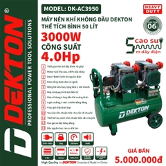Máy Nén Khí 4HP/50L Dekton Khong Dầu / DK-AC3950 / 42 Giây Đầy Bình/50L