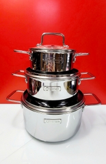 Bộ nồi inox liền khối Elmich EL2476 size 16,20,24, chảo 24cm