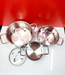Bộ nồi inox liền khối Elmich EL2476 size 16,20,24, chảo 24cm