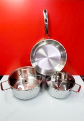 Bộ nồi inox liền khối Trimax XR EDA-1023 size 20,24cm, chảo 26cm