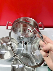 Bộ Nồi Inox Liền Khối Elmich Premium EL3100 Size 18,20,24 Quánh 16cm