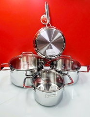Bộ nồi inox liền khối Elmich EL2476 size 16,20,24, chảo 24cm