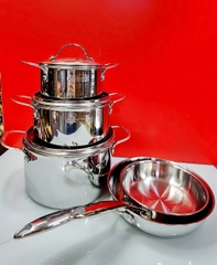 Bộ nồi chảo inox liền khối Elmich Trimax EL2486IN01 Size 16,20,24, chảo 20,24cm