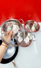 Bộ nồi Inox liền khối Elmich Trimax Classic EL2110OL size 18,20,24, chảo 26cm