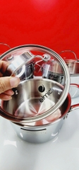 Bộ nồi chảo inox liền khối Elmich Trimax EL2486IN01 Size 16,20,24, chảo 20,24cm