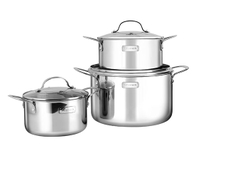 Bộ Nồi Inox Cao Cấp 3 Lớp Đáy Liền Trimax EL-3741 Size 16, 20, 24cm