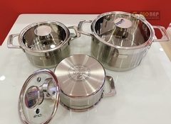 Bộ Nồi Inox Liền Khối Elmich Hera El 8266 Size 16, 18, 22cm