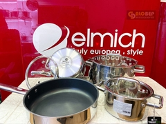 Bộ Nồi Inox Liền Khối Elmich Trimax Eco El-8003 Size 16, 18, 22, Chảo 26Cm