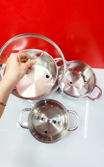 Bộ nồi inox 3 lớp đáy liền Elmich 2103OL size 18,20,26cm