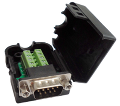 Cổng DB9 đầu đực 9 chân nối dây bắt vít domino có vỏ
