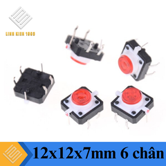 Nút Nhấn Tactile 12x12x7mm 6 Chân LED Đỏ