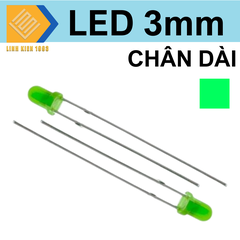 LED xanh lá 3mm siêu Sáng chân dài (gói 10 con)