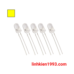 Led trong suốt màu vàng 5mm (Yellow Transparent loại tốt) - Gói 10 con