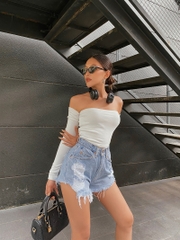 Áo Croptop Nữ Ống Tay Rời Dài DEIN® FS001, Chất Thun Co Giãn - Hàng Chính Hãng