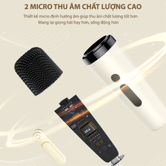 Loa Karaoke Mini HAVIT SK818, BT 5.4, Màng Loa 57mm, Công Suất 5W, Âm Thanh Sống Động, Nghe Đến 8H - Hàng Chính Hãng (2 Mic)