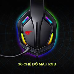 Tai Nghe Gaming Headphone HAVIT H2012D, Driver 50mm, Đèn RGB 36 Chế Độ Màu, Mic Khử Ồn - Chính Hãng BH 12 Tháng Dizigear