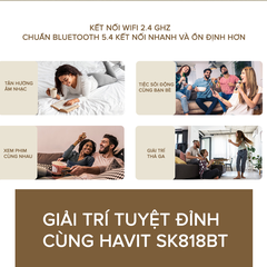 Loa Karaoke Mini HAVIT SK818, BT 5.4, Màng Loa 57mm, Công Suất 5W, Âm Thanh Sống Động, Nghe Đến 8H - Hàng Chính Hãng (2 Mic)