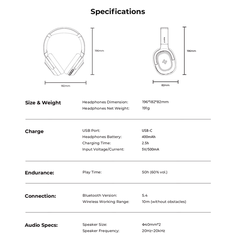 Tai Nghe Headphone Bluetooth LIFE NC02H, BT 5.4, Driver 40mm, ANC -30dB, App Điều Chỉnh, Nghe Đến 50H - Hàng Chính Hãng