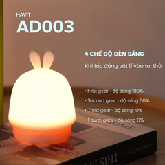 Đèn Ngủ Điều Chỉnh Độ Sáng Havit AD003 - Chính Hãng BH 12 Tháng Dizigear (Màu Hồng)