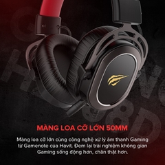 Tai Nghe Gaming Headphone HAVIT H2008D, Driver 50mm, Thiết Kế Khung Thép, Mic Khử Ồn - Chính Hãng BH 12 Tháng Dizigear