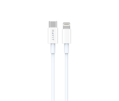 Cáp Sạc C to Lightning HAVIT CB6154 Độ Dài 1.2m, Sạc Nhanh PD 20W, Chất Liệu PVC Cao Cấp - Hàng Chính Hãng (Trắng)