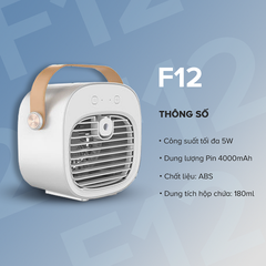 Quạt Tích Điện Dizigear F12, Công suất 5W - Hàng Chính Hãng Bảo hành 12 tháng