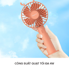 Quạt Sạc Mini Cầm Tay Havit JW003, Pin 1800mAh, 3 Công Suất Gió - Chính Hãng BH 12 Tháng Dizigear