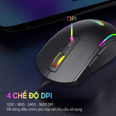 Chuột Gaming HAVIT M79, Đèn RGB, Tích Hợp 6 Nút Điều Chỉnh + 4 Chế Độ DPI, Tuổi Thọ 5tr Lần Nhấn - Chính Hãng Dizigear