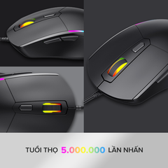 Chuột Gaming HAVIT M79, Đèn RGB, Tích Hợp 6 Nút Điều Chỉnh + 4 Chế Độ DPI, Tuổi Thọ 5tr Lần Nhấn - Chính Hãng Dizigear