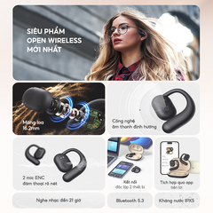 Tai Nghe TWS OWS Fit1, BT 5.3, Driver 16.2mm, Thiết Kế Open-ear Thời Trang, IPX5, Nghe Đến 21H - Hàng Chính Hãng