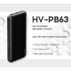 Pin Sạc Dự Phòng HAVIT PB63, Dung Lượng 10.000 mAh, Họa Tiết Kim Cương Độc Đáo, Gọn Nhẹ, Tiện Lợi - Hàng Chính Hãng