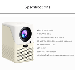 Máy Chiếu HAVIT PJ216 Pro, Full HD 4k, Android 9.0, Tự Động Điều Chỉnh Thông Minh - Chính Hãng BH 12 Tháng