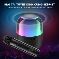 Loa Karaoke Mini HAVIT SK894BT, BT 5.0, Đèn RGB, Công Suất 5W, Thời Gian Nghe Đến 6H - Hàng Chính Hãng