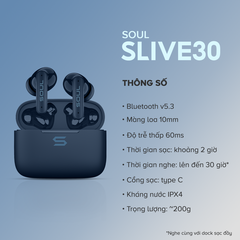 Tai Nghe TWS SOUL S-Live 30, BT 5.3, Kháng IPX4, Độ Trễ Thấp 60ms, Nghe Nhạc Đến 30H - Hàng Chính Hãng