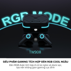 Tai Nghe Gaming TWS HAVIT TW908, BT 5.3, Gamemode 60ms, Đèn RGB, 2 Mic Khử Ồn, Nghe Đến 24H - Chính Hãng BH 12Th Dizigear