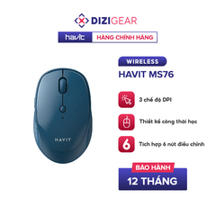 Chuột Không Dây HAVIT MS76, Thiết Kế Công Thái Học, 3 DPI + 6 Nút Chỉnh, Tuổi Thọ 3Tr Lần Nhấn - Chính Hãng BH 12 Tháng