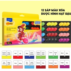 Hộp 12 Bút Sáp Màu Rửa Được Colorkit Hình Hạt Đậu PCR-C017/AK