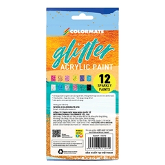 Hộp Giấy 12 Tuýp Glitter Acrylic Paint Colormate 11970