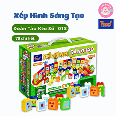 Xếp hình sáng tạo Đồ chơi trẻ em Lắp ráp ô tô, cửa hàng, đoàn tàu kéo số, chữ - chi tiết gạch to cho bé từ 1,5 tuổi - Hiệu Foxi